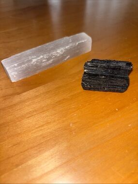 Selenite & Black Tourmaline Crystal Set